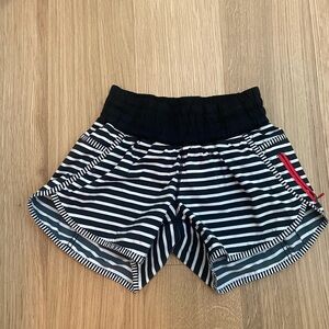 Lululemon Athletica Seawheeze Linited Black and White Striped Athletic Shorts